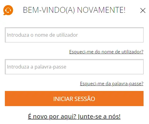 Área de início de sessão – entrar na conta de utilizador